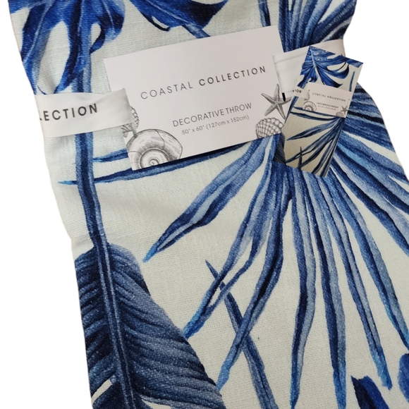 Coastal Collection Throw Blanket Made in India 100%  Cotton Lg Tassels - Picture 1 of 8